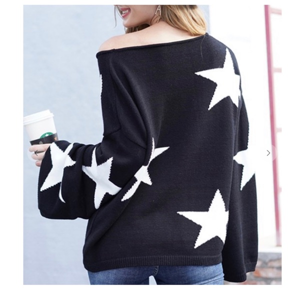 45 STAR PATTERN PRINTED SCOOP NECK SWEATER TUNIC - Picture 3 of 3